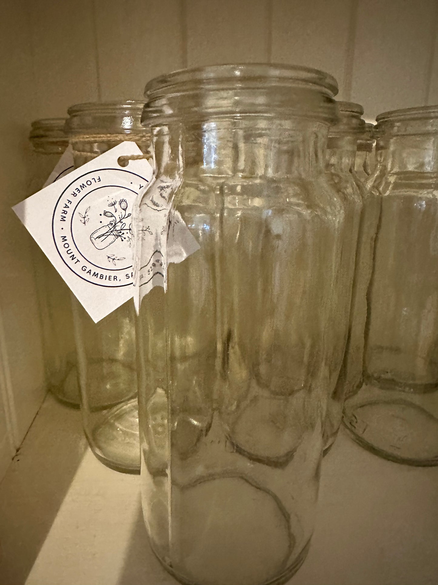 FOR HIRE - Medium Glass flower jars